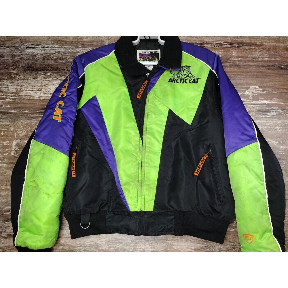 Vintage ARCTIC CAT Arcticwear snowmobile jacket Neon THINSULATED 80s 90s